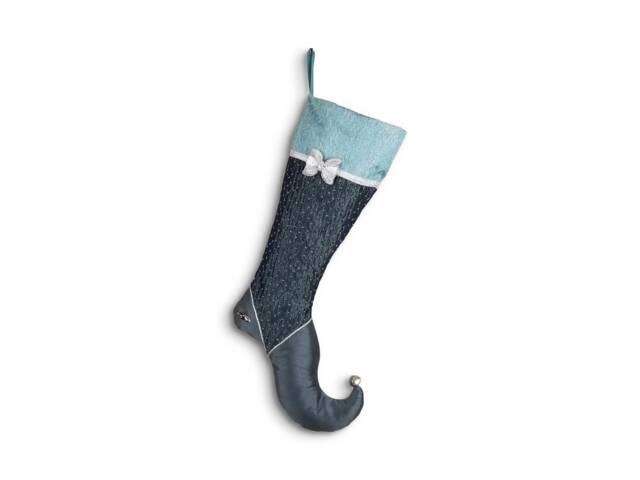 Handmade Turquoise Christmas Stocking - Whimsical Elf Design - image 1