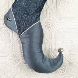 Handmade Turquoise Christmas Stocking - Whimsical Elf Design - thumbnail 4