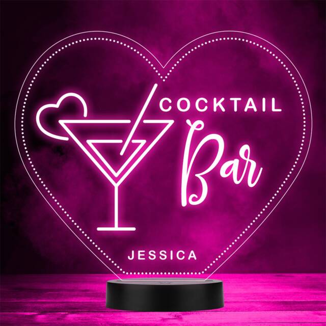 Heart Martini Cocktail Drink Home Bar Man Cave Gift Colour Change Night Light - image 1