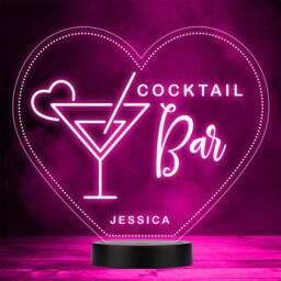 Heart Martini Cocktail Drink Home Bar Man Cave Gift Colour Change Night Light - thumbnail 1
