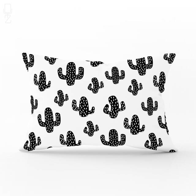 Black & White Cactus Theme For Rectangle Cushion Cover - Different Size Option Pillow Printed To The Suede Fabric Oeko-Tex?? - image 1