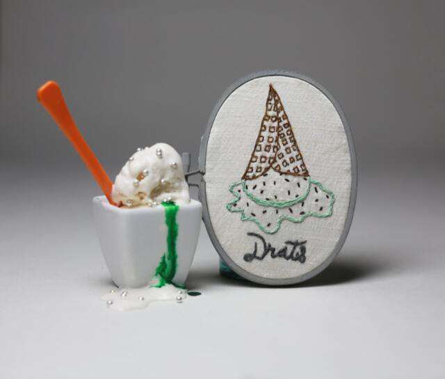Drats Ice Cream Cone Embroidery Wall Art Decor - image 1