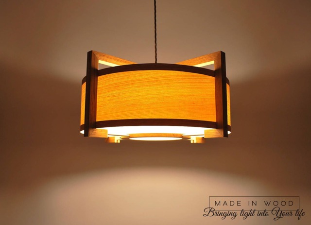 Pendant Lamp From Oak & Ash Veneer Wood. Modern Natural Ceiling Light - image 1