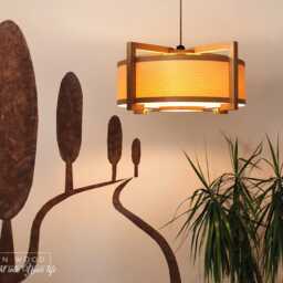 Pendant Lamp From Oak & Ash Veneer Wood. Modern Natural Ceiling Light - thumbnail 3