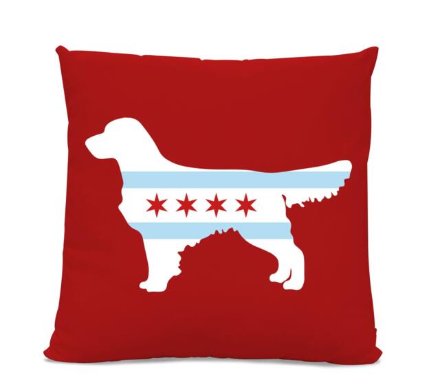 Chicago Flag Golden Retriever Pillow - Home Decor Pillow Dog Breed Silhouette Home Decor - image 1