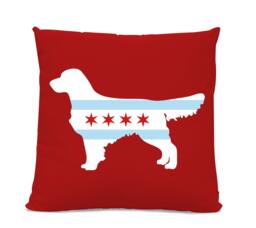 Chicago Flag Golden Retriever Pillow - Home Decor Pillow Dog Breed Silhouette Home Decor - thumbnail 1