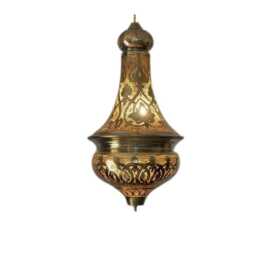 "Moroccan Brass Pendant Lamp, Hand Pierced - 12"" Wide, 20" - thumbnail 2