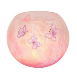 Handmade Butterfly Candle Holder Pink Strawsilk Glass Ball - thumbnail 2