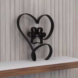 Love Heart & Paw Outline Sculpture Desk Shelf Art - Minimalist Modern Display Decor - thumbnail 2