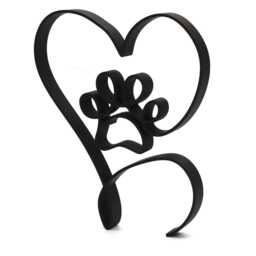 Love Heart & Paw Outline Sculpture Desk Shelf Art - Minimalist Modern Display Decor - thumbnail 4