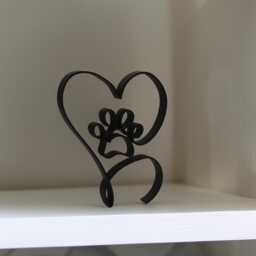 Love Heart & Paw Outline Sculpture Desk Shelf Art - Minimalist Modern Display Decor - thumbnail 3