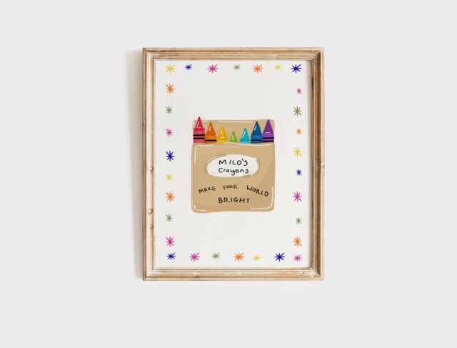 Crayon Box Name Poster Bright Girls Room Toddler Art - image 1