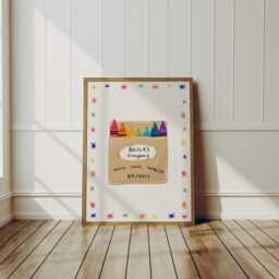 Crayon Box Name Poster Bright Girls Room Toddler Art - thumbnail 3