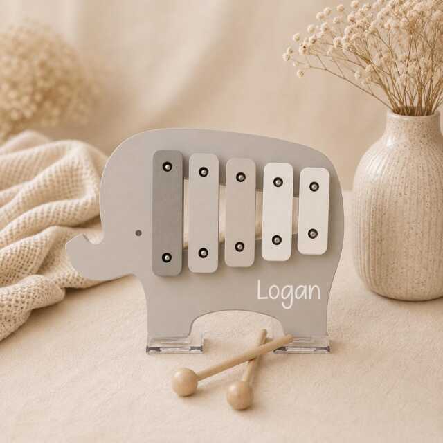 Personalised Wooden Toy Xylophone - Elephant Gift Idea Item - image 1