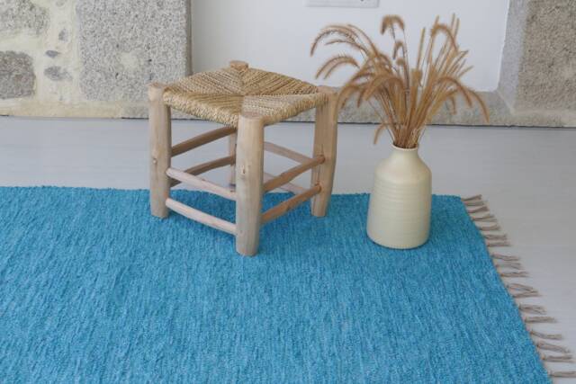Medium Blue Rug 150x100 cm Bedroom Rug, Kids Living Room Carpet Blue, Scandinavian Washable Boho Soft Tapis Bleu - image 1