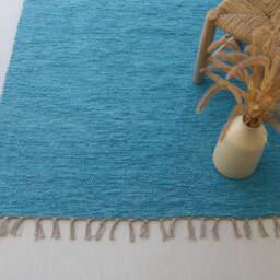 Medium Blue Rug 150x100 cm Bedroom Rug, Kids Living Room Carpet Blue, Scandinavian Washable Boho Soft Tapis Bleu - thumbnail 3