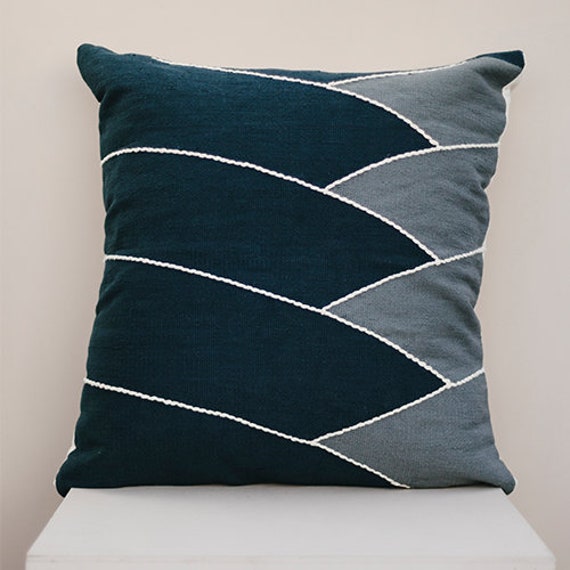 Palm Handmade Cotton Kilim Pillow Cushion Cover Blue Throw Decorative Pillowcases 16x16 18x8 26x26 Inch Woven