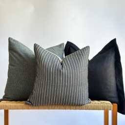 Neutral Boho Pillow Cover Set Textured Linen, Handmade Home Decor - thumbnail 1