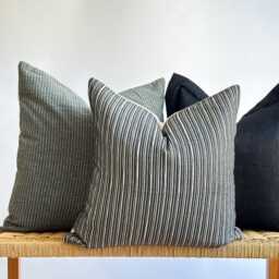 Neutral Boho Pillow Cover Set Textured Linen, Handmade Home Decor - thumbnail 2