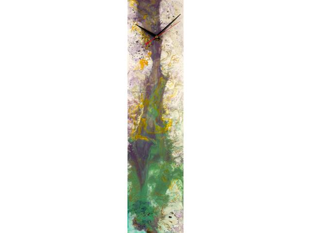 Green & Gold Decorative Wall Clock Or Desk With Lights, Modern Glass Art Home Decor For Table Mantle, Unusual - image 1