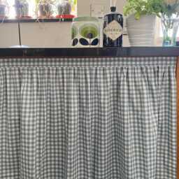 Duck Egg Gingham Sink Skirt Cotswolds Cottage Kitchen Cabinet Curtain - thumbnail 4