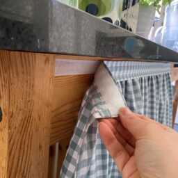Duck Egg Gingham Sink Skirt Cotswolds Cottage Kitchen Cabinet Curtain - thumbnail 2