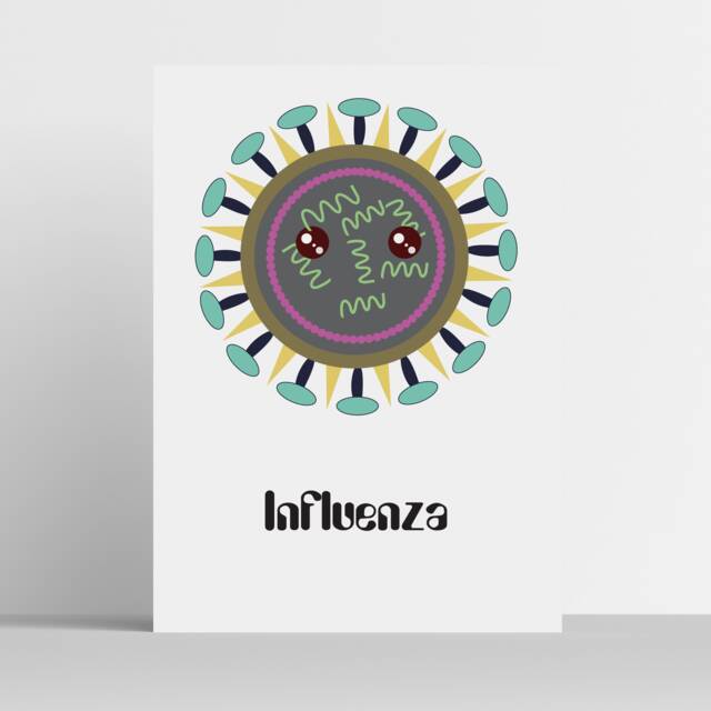 Virus Art Flu Science Print Biologist Influenza Funny Cute Printable Gift - image 1