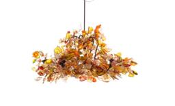 Hanging Chandeliers With Champagne Leaves & Flowers For Living Room Or Dining Table Lighting