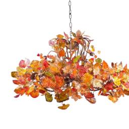 Hanging Chandeliers With Champagne Leaves & Flowers For Living Room Or Dining Table Lighting - thumbnail 2