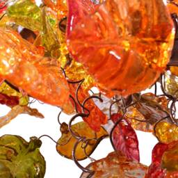 Hanging Chandeliers With Champagne Leaves & Flowers For Living Room Or Dining Table Lighting - thumbnail 4