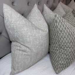 Tierra Linen Cushion Cover Clarke & Herringbone Neutral Colour Textured Pillow Case Double Sided Handmade in UK - thumbnail 4