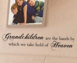 Grandchildren Hands By Which We Hold Heaven Grandparent Grandma Grandpa Grandkid Family Wall Decal Vinyl Quote Sticker Art Decor K70 - thumbnail 1