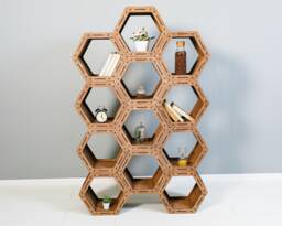 Hexagon Shelf - Honeycomb Shelves Handmade Wooden Book Storage Standing Home Decor Beautiful Assembled Bookcase Custom Shelf - thumbnail 1
