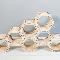 Hexagon Shelf - Honeycomb Shelves Handmade Wooden Book Storage Standing Home Decor Beautiful Assembled Bookcase Custom Shelf - thumbnail 2