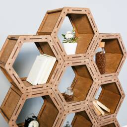 Hexagon Shelf - Honeycomb Shelves Handmade Wooden Book Storage Standing Home Decor Beautiful Assembled Bookcase Custom Shelf - thumbnail 3
