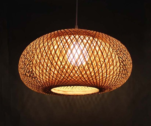 Hand Woven Bamboo Pendant Light Rustic Chandelier Lighting - image 1