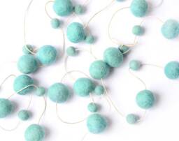Mint Blue Felt Ball Garland. Boys Girls Room Decor. 2 Or 3 Metres. Nursery Kids Room. Pom Home - thumbnail 1