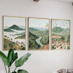 Pai Thailand Poster Set Of 3, Vintage Travel Illustration Wall Art, Neutral Landscape Prints, Retro Style - thumbnail 3