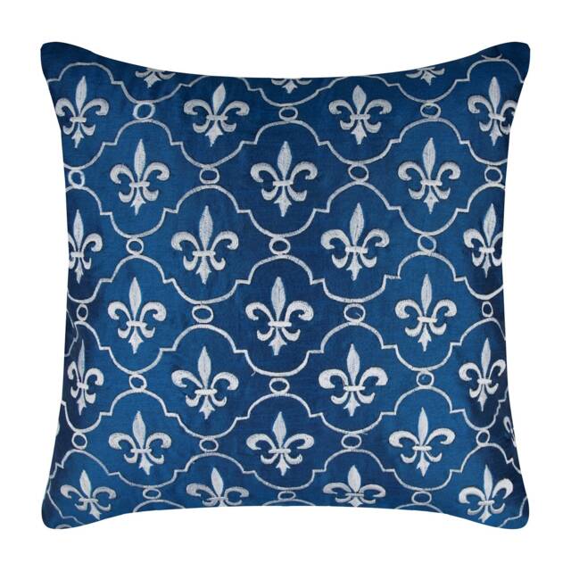 "Designer Fleur De Lis, Lattice Royal Blue Bed Pillow Case 24""x24""/26""x26" - image 1