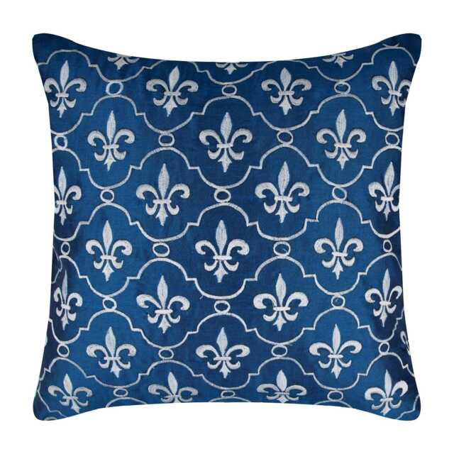"Designer Fleur De Lis, Lattice Royal Blue Bed Pillow Case 24""x24""/26""x26" - image 1