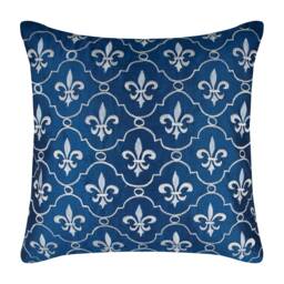 "Designer Fleur De Lis, Lattice Royal Blue Bed Pillow Case 24""x24""/26""x26" - thumbnail 1