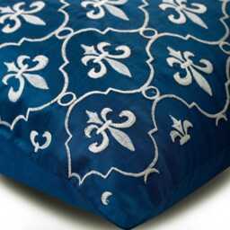 "Designer Fleur De Lis, Lattice Royal Blue Bed Pillow Case 24""x24""/26""x26" - thumbnail 2