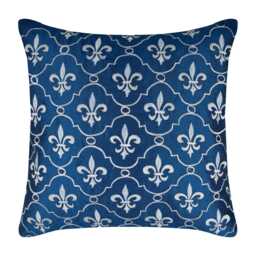 "Designer Fleur De Lis, Lattice Royal Blue Bed Pillow Case 24""x24""/26""x26" - thumbnail 1