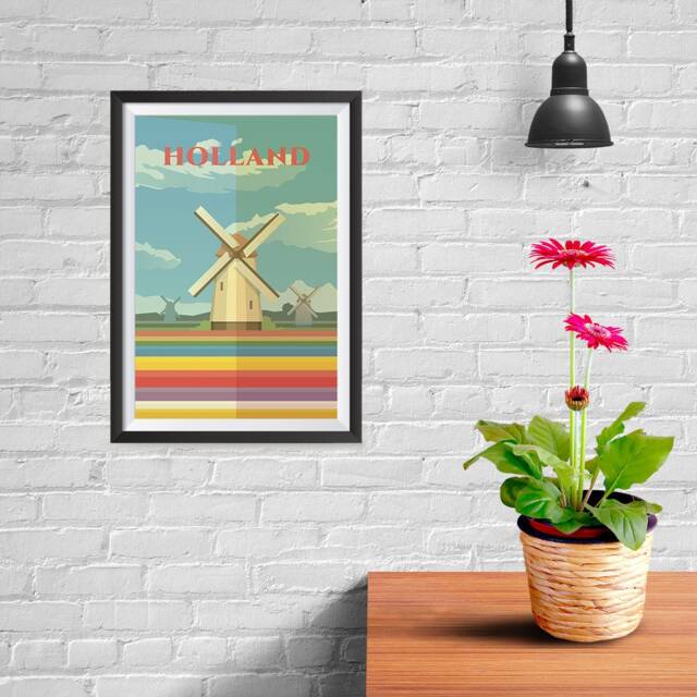 Retro World Famous City Posters - Vintage, Travel Poster Printing Wall Art Print For Home Office Amsterdam, Holland - image 1