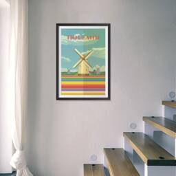 Retro World Famous City Posters - Vintage, Travel Poster Printing Wall Art Print For Home Office Amsterdam, Holland - thumbnail 3
