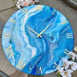 Blue Ocean Epoxy Resin Clock Nautical Home Decor - thumbnail 2
