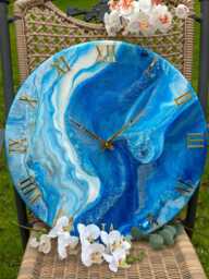 Blue Ocean Epoxy Resin Clock Nautical Home Decor - thumbnail 1