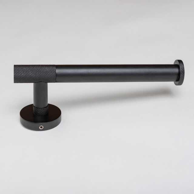 Matte Black Knurled Bathroom Accessory Range - Towel Rail Roll Holder Hook - image 1