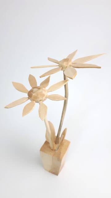 Linden Wood Flower Sculpture, Unique Handmade Floral Arrangement - image 1