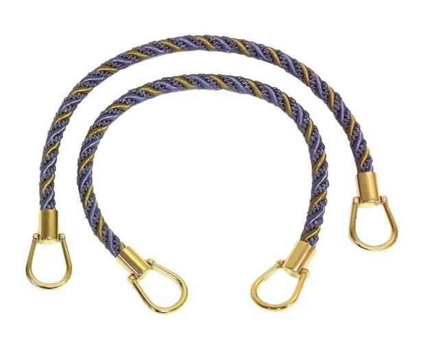 Pair Of Elegant Lavender Blue, Taupe Curtain & Drapery Rope Tiebacks, 18 Inch Long, Approx. 1/2 Thick, Irtbm Color# Periwinkle Gold